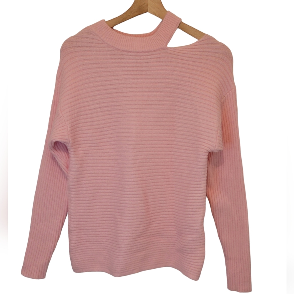 Pink Lily Women's Pink Knit Sweater w/Open Shoulder Detail Size Medium